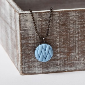 Knitted Clay Powder Blue Pendant